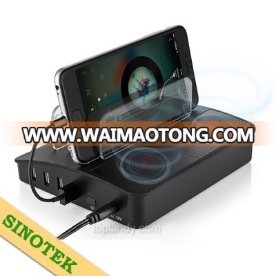 SINOTEK fast charger with bluetooth speaker 4 port usb mobile charge station docking