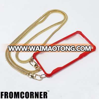 2019 FROMCORNER wholesale new style black silver golden metal chain 110cm crossbody necklace phone case