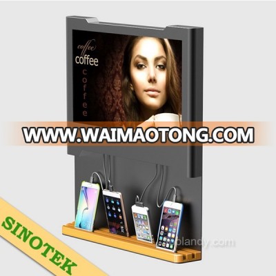 SINOTEK wall mounted 19" digital screen advertising multi cell phone charging station