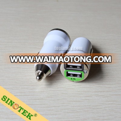 SINOTEK bullet style 1A & 2.1A dual output mini usb car charger